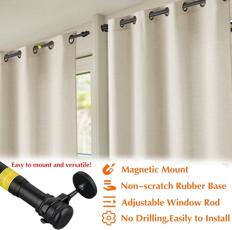 MUTUACTOR 2PCS Magnetic Curtains Rods,No Drilling Heavy-Duty Magnetic Door Curtain Rods for Metal Doors 13” to 26”,Adjustable Window Curtain Rod Anti-slip Y-Clamp Magnet Holders for Heavy Curtains - Image 2